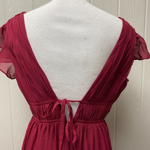 JJ's House Burgundy A-line Deep V Floor-Length Chiffon Formal Dress Sz 8 269486 - Picture 6 of 9